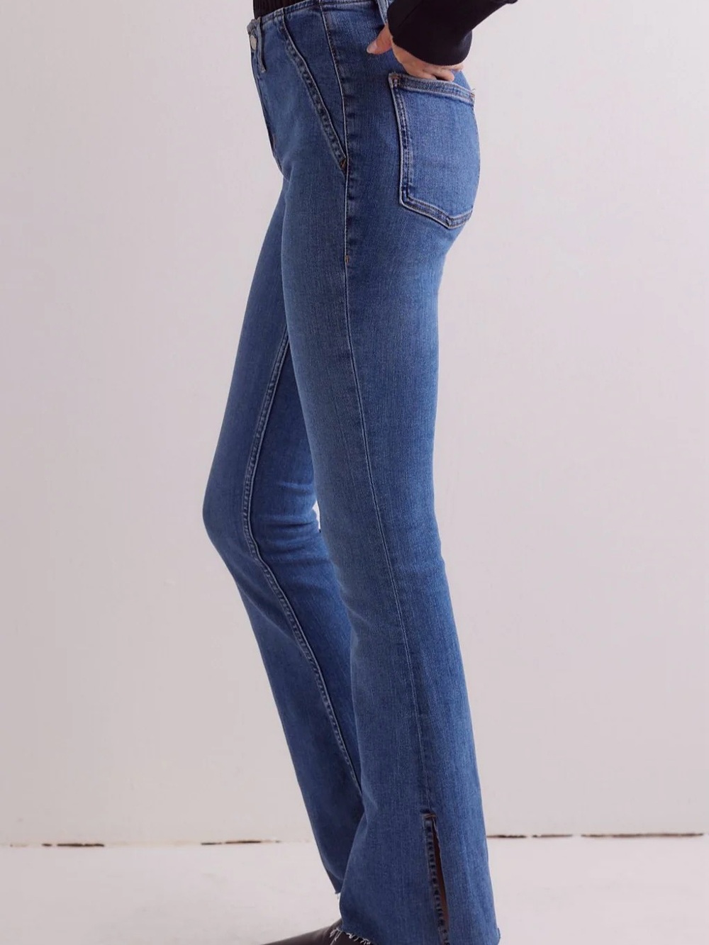 Free People We The Free Level Up Slit Slim Flare Jeans Size 24